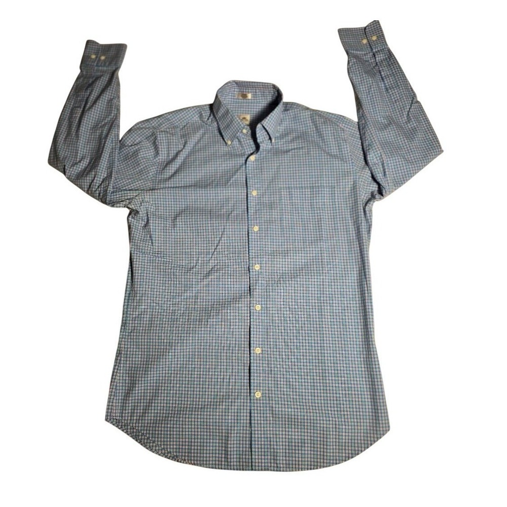 Peter Millar Nanoluxe‎ Easy Care Blue Check Button Down Shirt Mens M Cotton 961